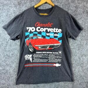 Vintage GM Chevrolet '70 Corvette C3 T Shirt Mens Large Grey Car Graphic Racing